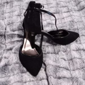 Black strap heels